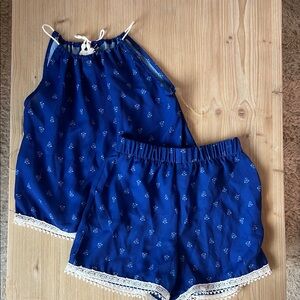 Amy Byer Blue Kids Matching Set navy and lace detailing